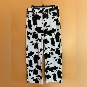 Cow Print Baggy Straight Leg Jeans 12